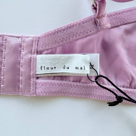 NWT Fleur du Mal Magnolia Lace Unlined Demi Bra in Lilac Purple Size 38G - Picture 13 of 15